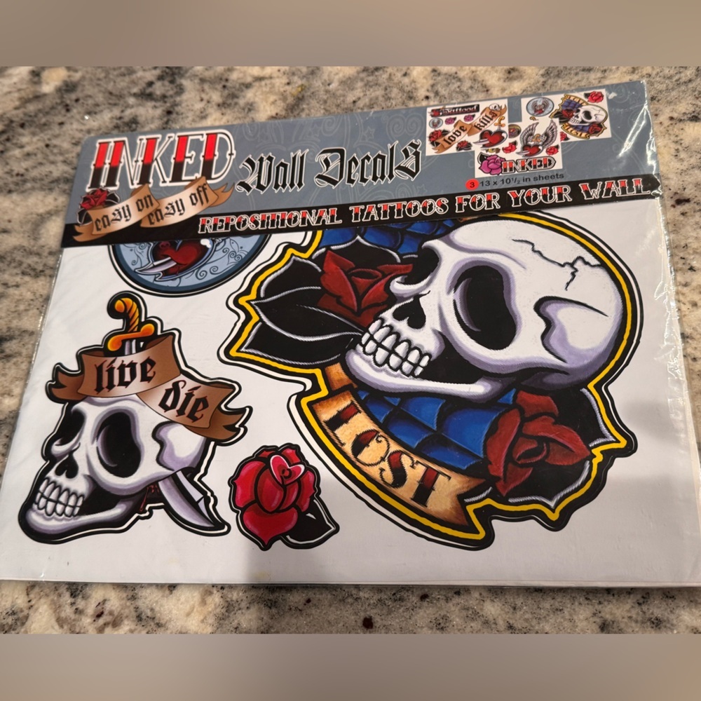 Inked Skull Wall Decals - OS